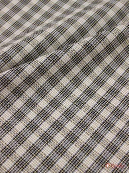 Пестрядь Мелкая клетка цв.серый/бежево-желтый, ш.1.5м, хлопок-100%, 130гр/м.кв