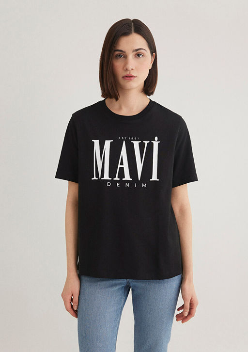 Mavi Logo Bask?l? Siyah Tisort  фото 3