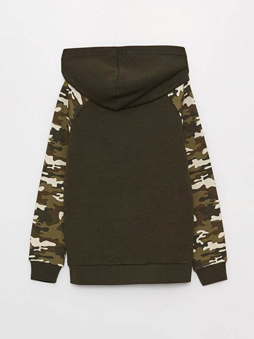 Bask?l? Uzun Kollu Erkek ?ocuk Hoodie ve E?ofman Alt? - Waikiki фото 3