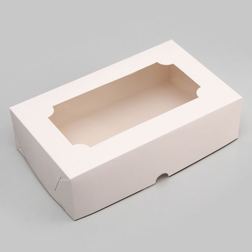 Цена за 4 шт. Коробка складная с окном под зефир, белый, 25×15×7 см
