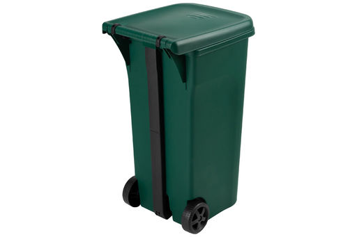 Бак для мусора 80 л 51*40*81 см с педалью, с откидной крышкой, с ручкой, на колесах, темно-зел (628) - Elan gallery фото 5