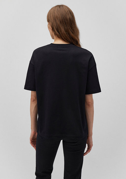 Bask?l? Siyah Tisort - Mavi фото 4