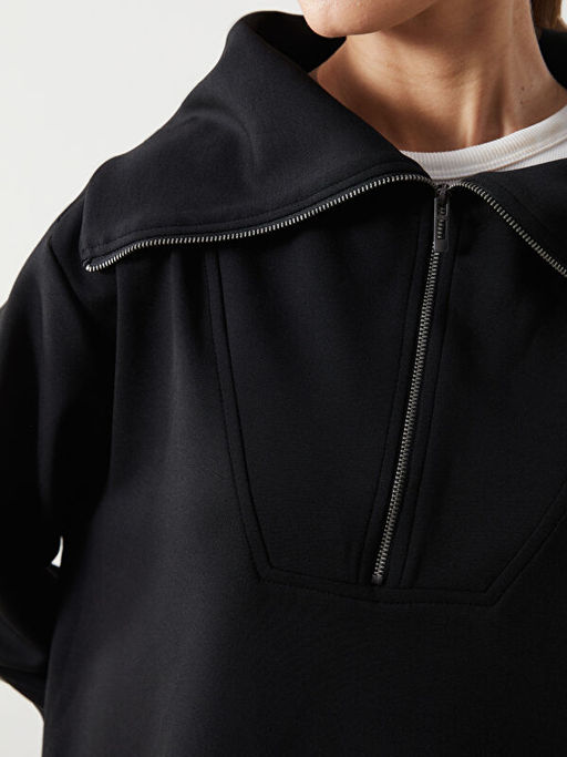 Dik Yaka Oversize Kad?n Sweatshirt Tunik