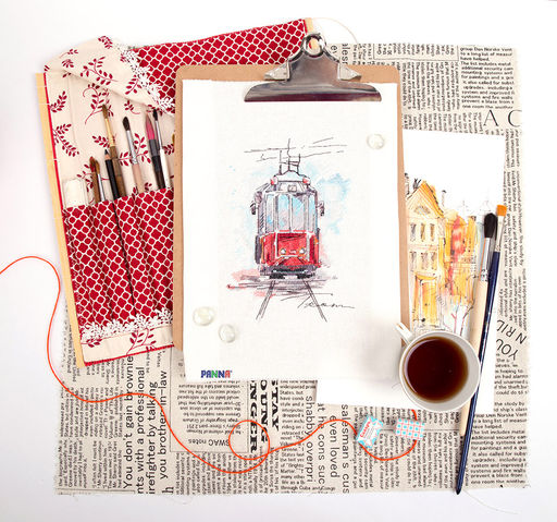 Набор для вышивания PANNA GM-1923 Городской трамвай 16.5 х 24.5 см