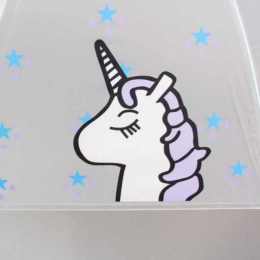 Зонт - трость детский «Единорог», полуавтоматический, 8 спиц, R=45 см, d=90 см, белый/фиолетовый