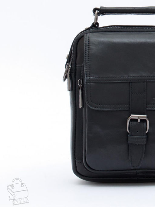 Сумка мужская кожаная 66611M black Fuzhiniao в Новосибирске