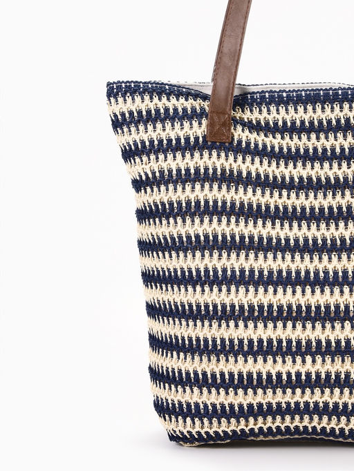 Сумка пляжная на молнии, на подкладке, белая/синяя - Simaland фото 2