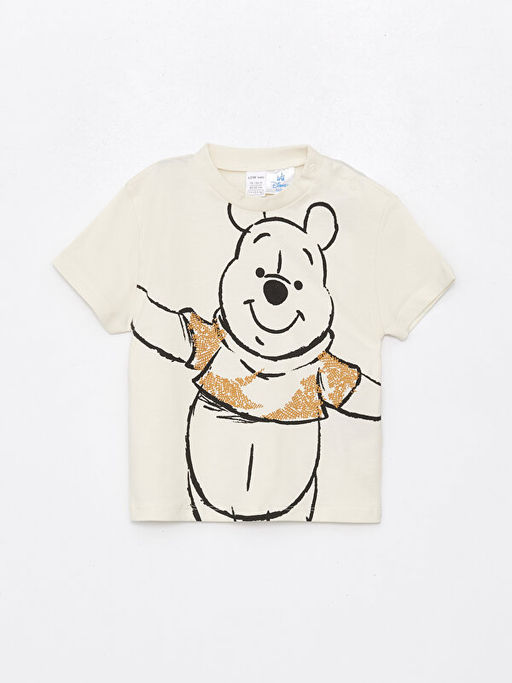Bisiklet Yaka Winnie the Pooh Bask?l? Erkek Bebek Ti??rt ve ?ort 2li Tak?m - Waikiki фото 2