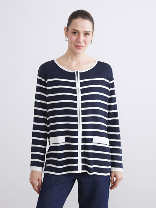 Bisiklet Yaka ?izgili Kad?n Triko H?rka