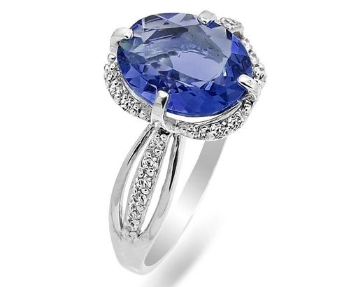 Кольцо из серебра танзанит выращ., СПН4-1-225