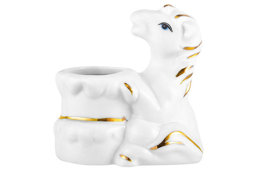 Вазочка для зубочисток 6*4*7 см Лошадь белая с золотом, фарфор - Elan gallery фото 4
