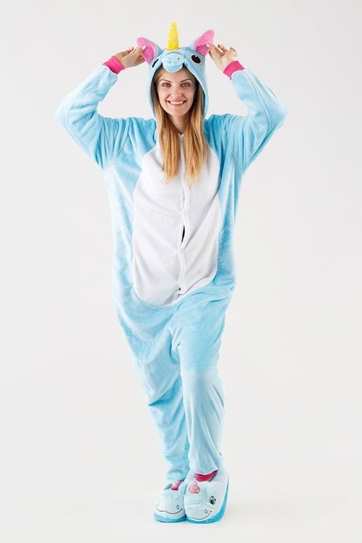 Пижама кигуруми голубой Единорог