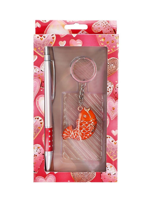 Набор подарочный 2 в 1, ручка, брелок, МИКС