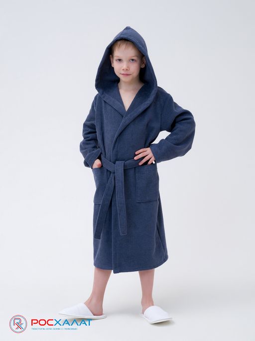 Детский махровый халат с капюшоном серый МЗ-04 (84) - Росхалат фото 6