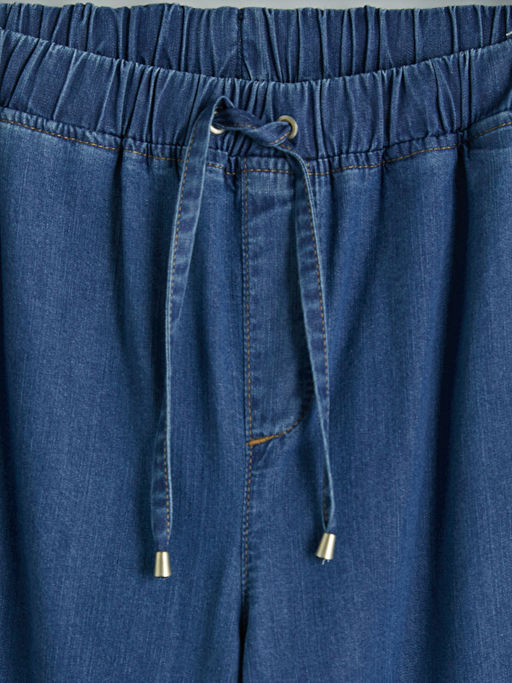 Beli Lastikli Wideleg Kad?n Jean Pantolon