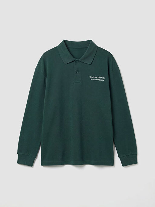 Polo Yaka Erkek ?ocuk Bask?l? Ti??rt