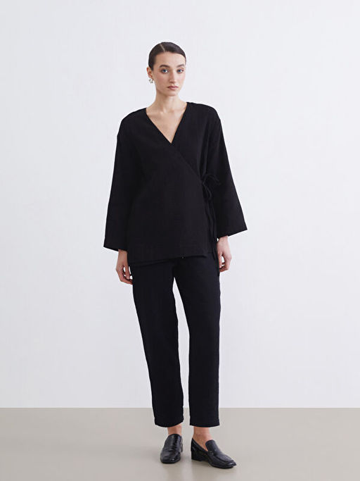 Kruvaze Yaka Kad?n M?slin Kimono