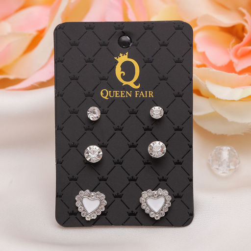 Цена за 2 шт. Пусеты 3 пары «Сердце», цвет МИКС