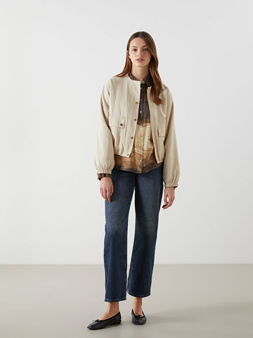 Bisiklet Yaka Oversize Kad?n Bomber Ceket