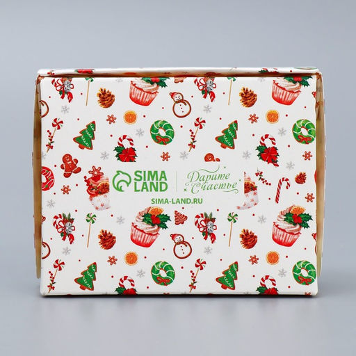 Цена за 5 шт. Коробка складная новогодняя «Сладкая», 10×8×3.5 см