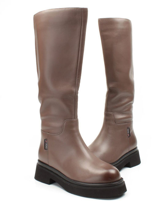 02-FG678-2BM BROWN Сапоги зимние женские (натуральная кожа, натуральный мех (еврозима))