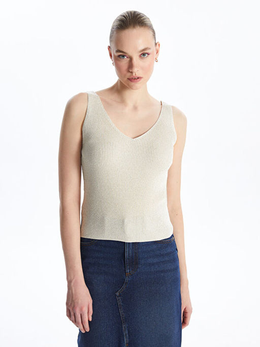 Kad?n V Yaka D?z Triko Atlet