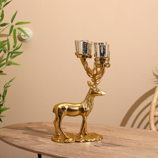 Подсвечник на 6 свечей «Олень», 23×28×41 см, алюминий