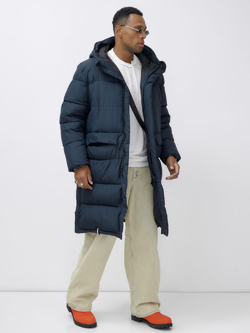 Парка MTFORCE мужская зимняя модная удлиненная спортивная темно-синего цвета 2416_1TS фото 19