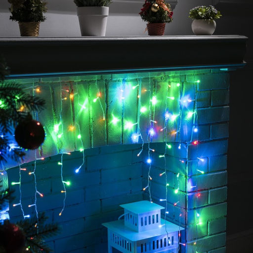 Гирлянда Бахрома-арка 1?1 м, IP20, прозрачная нить, 126 LED, свечение мульти, 8 режимов, 220 В - Luazon lighting фото 3