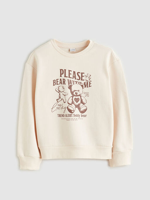 Bisiklet Yaka K?z ?ocuk Sweatshirt 2li