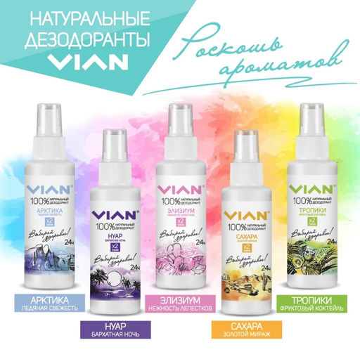 Дезодорант натуральный концентрированный VIAN Нуар. Бархатная ночь, спрей, 100 мл  фото 2