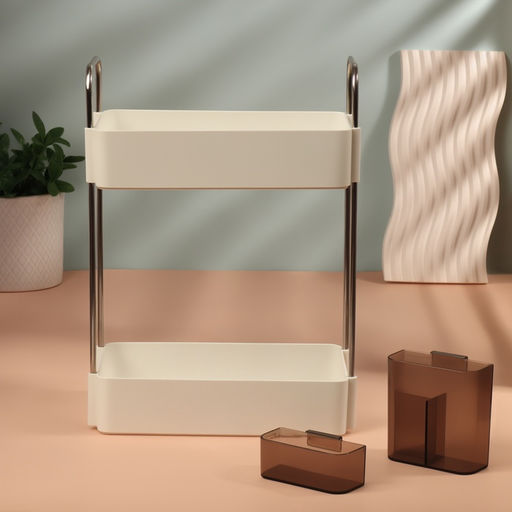 Органайзер для хранения, двухуровневый, 4 секции, 29×21×12 см, белый, чёрный