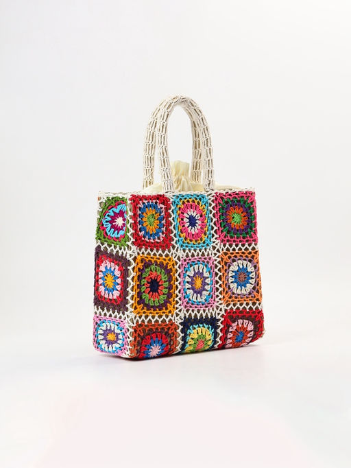 Сумка плетёная из пандана, 30×10×50 см, разноцветная