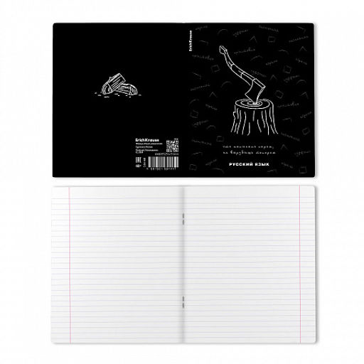 Цена за 5 шт. Тетрадь общая ученическая с пластиковой обложкой на скобе ErichKrause Зри в корень, Русский язык, 48 листов, линейка  фото 2