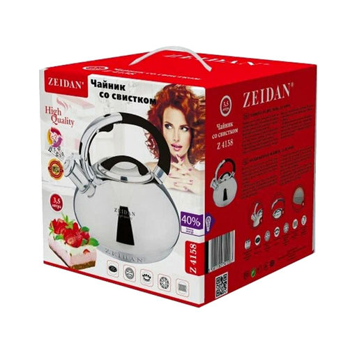 Чайник нерж ZEIDAN 3.5 л, со свист, индукц. дно, зекральн полировка корпуса, арт. Z-4158