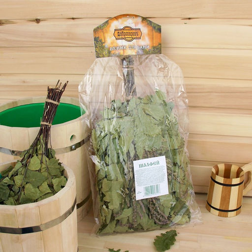 Веник для бани, дубовый, 55 см, с шалфеем, «Добропаровъ»