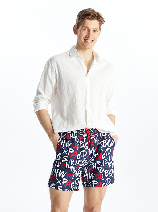 K?sa Boy Desenli Erkek Deniz ?ortu