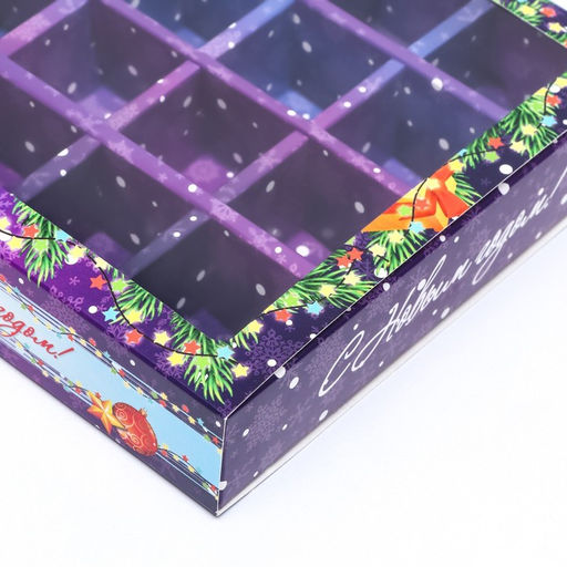 Цена за 5 шт. Упаковка для конфет 16 шт Яркий Новый Год, 17,7 х 17,7 х 3,8 см - Simaland фото 9