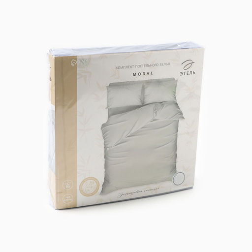 Постельное бельё евро «Этель», модал, серое