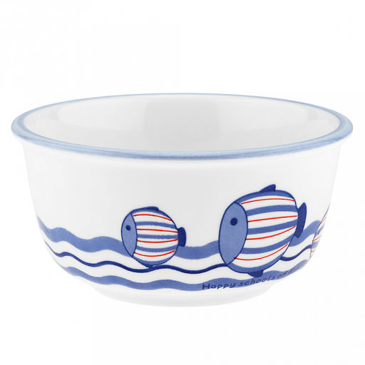 "Синий полосатик" Салатник фарфоровый 800мл, д15,5см, h7,4см, отводка, белый (Китай)