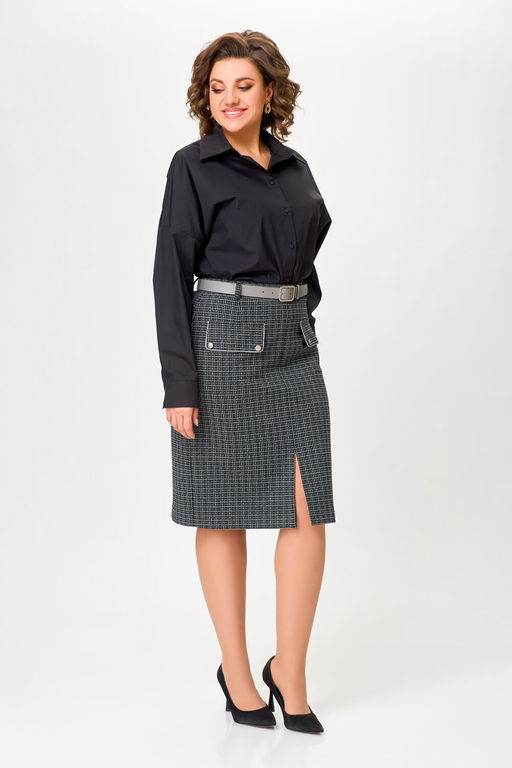 Блуза Swallow 803.2 черный+серебряный узор фото 176