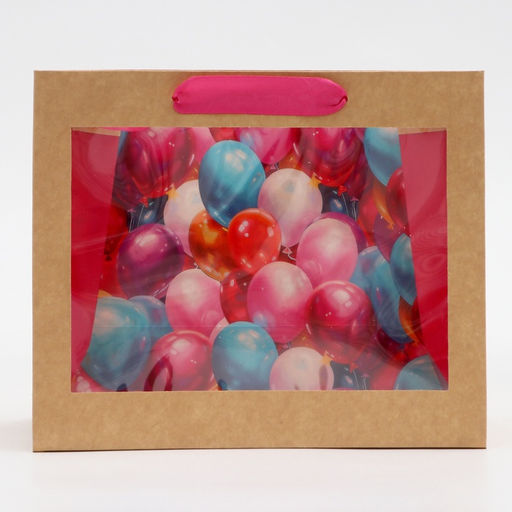 Пакет с PVC окном, «Праздничные шары», 24×11×20 см