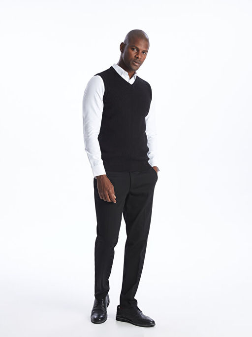 Standart Kal?p V Yaka Erkek Triko S?veter