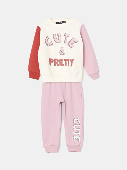 Bisiklet Yaka Bask?l? K?z Bebek E?ofman Tak?m