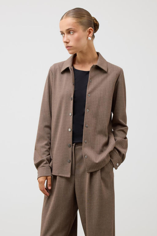 ЕВТ 3245/черный кофе,имитация текстиля рубашка жен