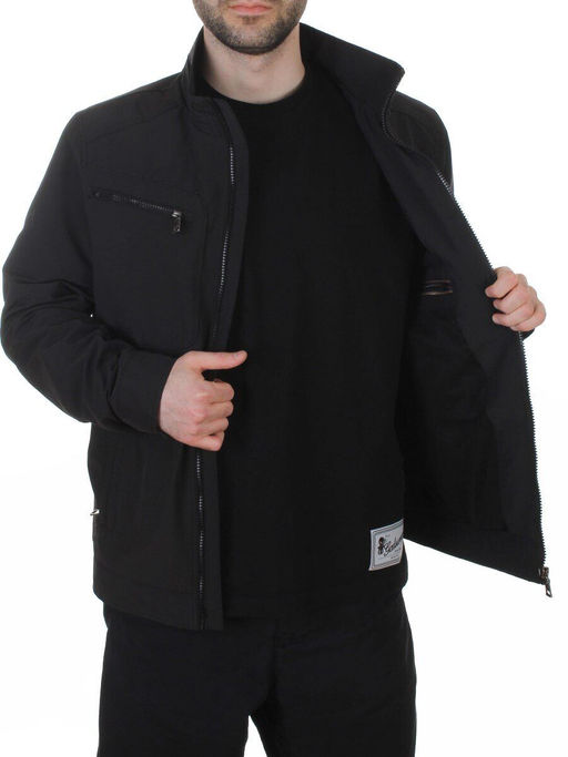 D-3019 BLACK Ветровка мужская (60% хлопок, 40% нейлон)