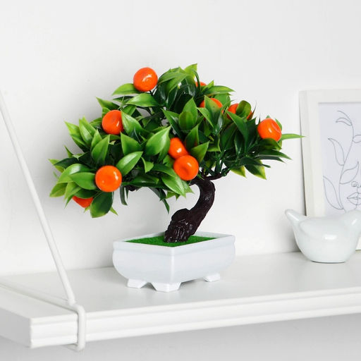 Бонсай искусственный в горшке «Мандарин», 10×18 см