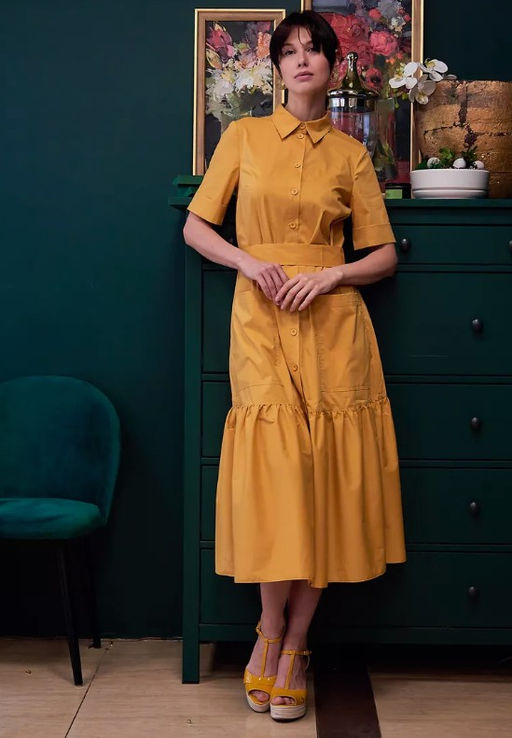 Платье хлопок OD-791-4 горчица OD-791-4