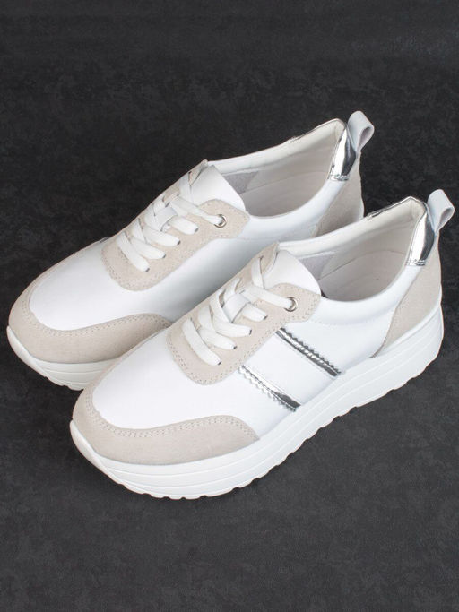 05-PDE40-2 WHITE/BEIGE Кроссовки женские (натуральная кожа, натуральная замша) - Фабричный китай фото 5