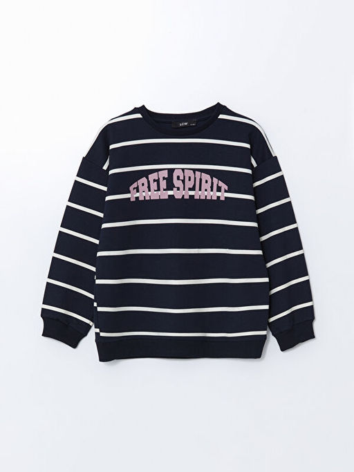 Bisiklet Yaka Bask?l? K?z ?ocuk Sweatshirt